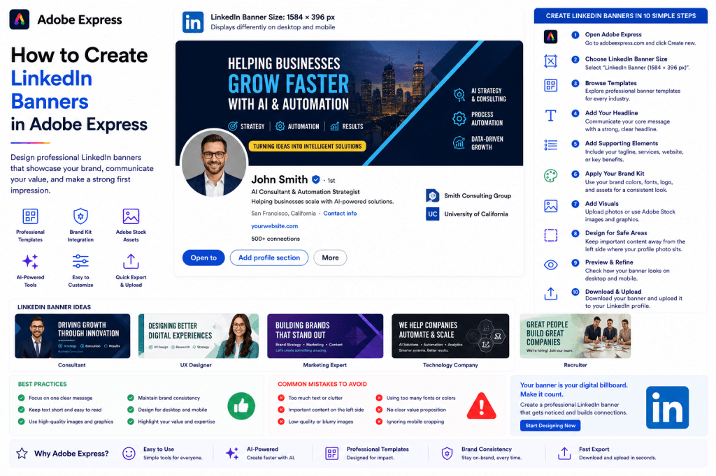 How to Create LinkedIn Banners in Adobe Express