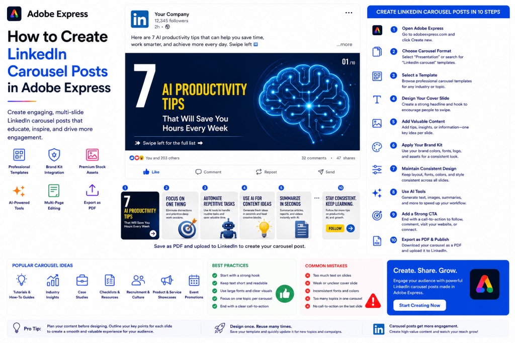 How to Create LinkedIn Carousel Posts in Adobe&nbsp;Express