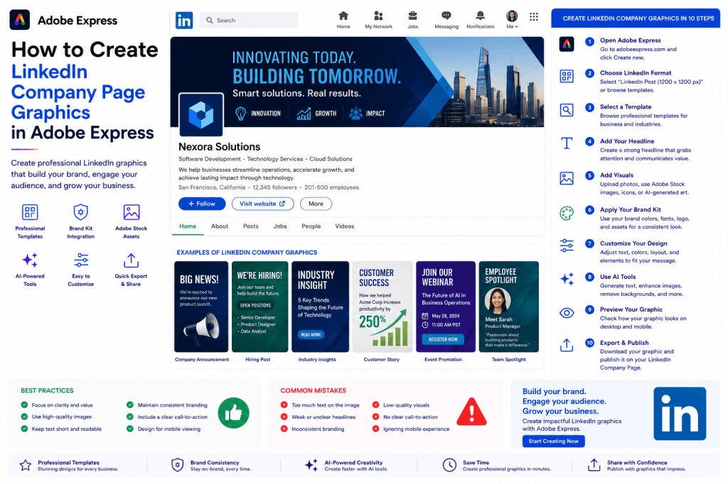 How to Create LinkedIn Company Page Graphics in Adobe Express