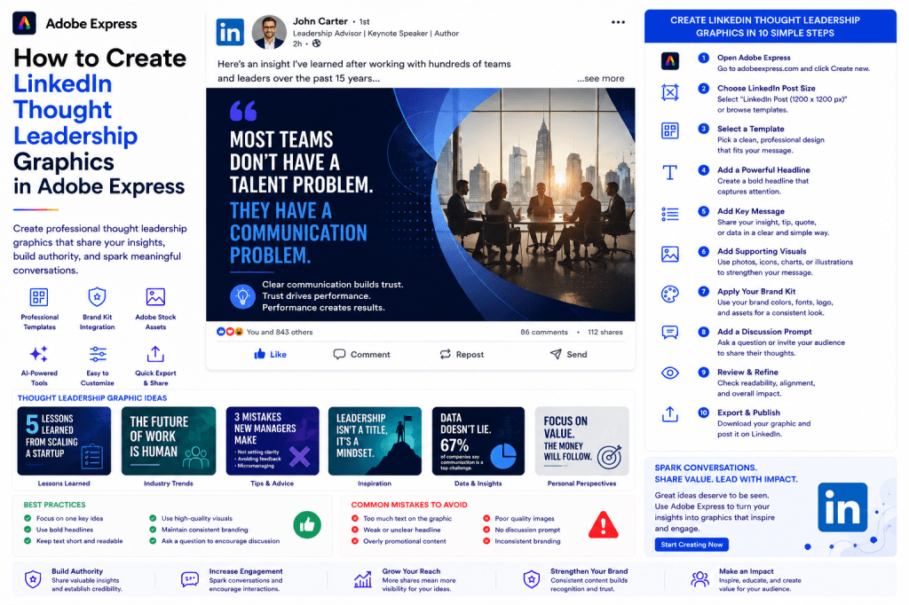 How to Create LinkedIn Thought Leadership Graphics in Adobe&nbsp;Express