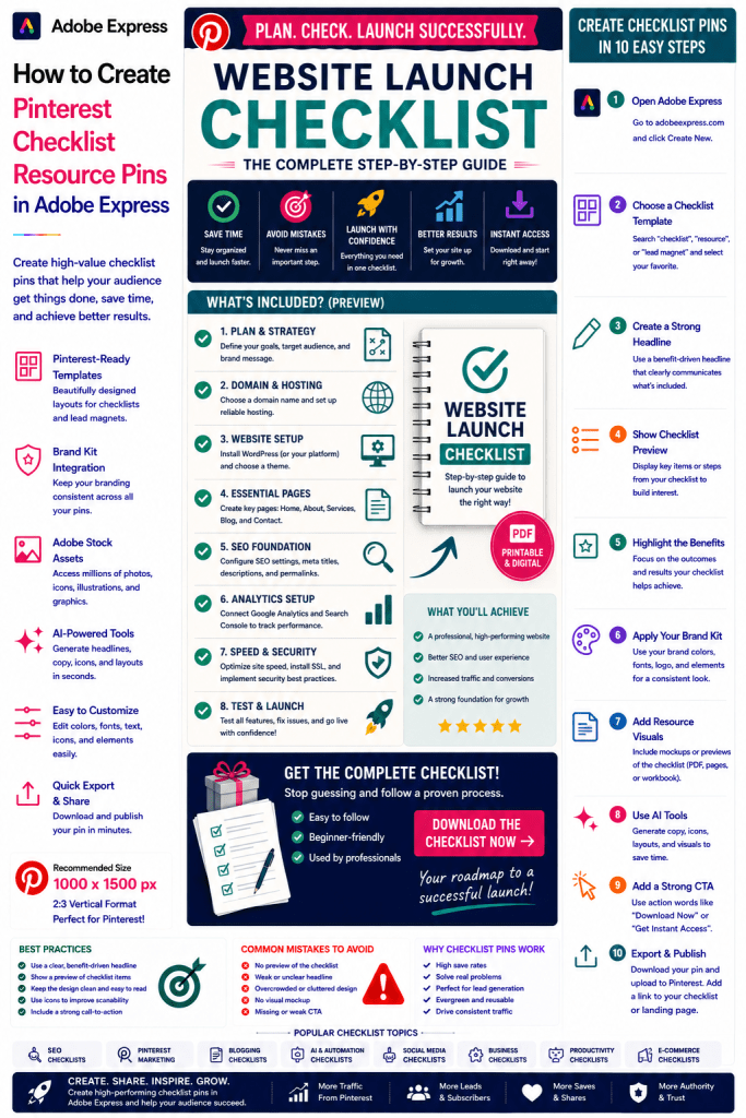 How to Create Pinterest Checklist Resource Pins in Adobe Express