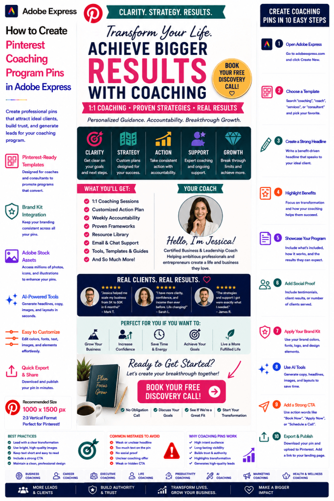 How to Create Pinterest Coaching Program Pins in Adobe Express