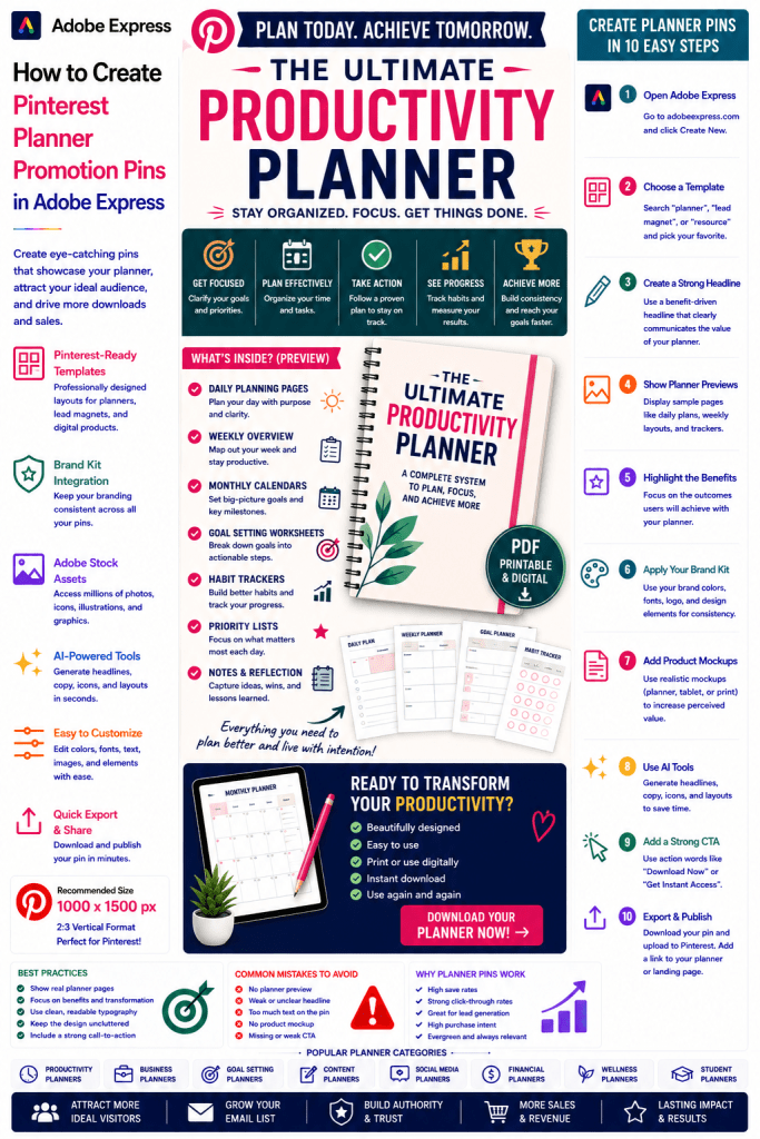 How to Create Pinterest Planner Promotion Pins in Adobe Express