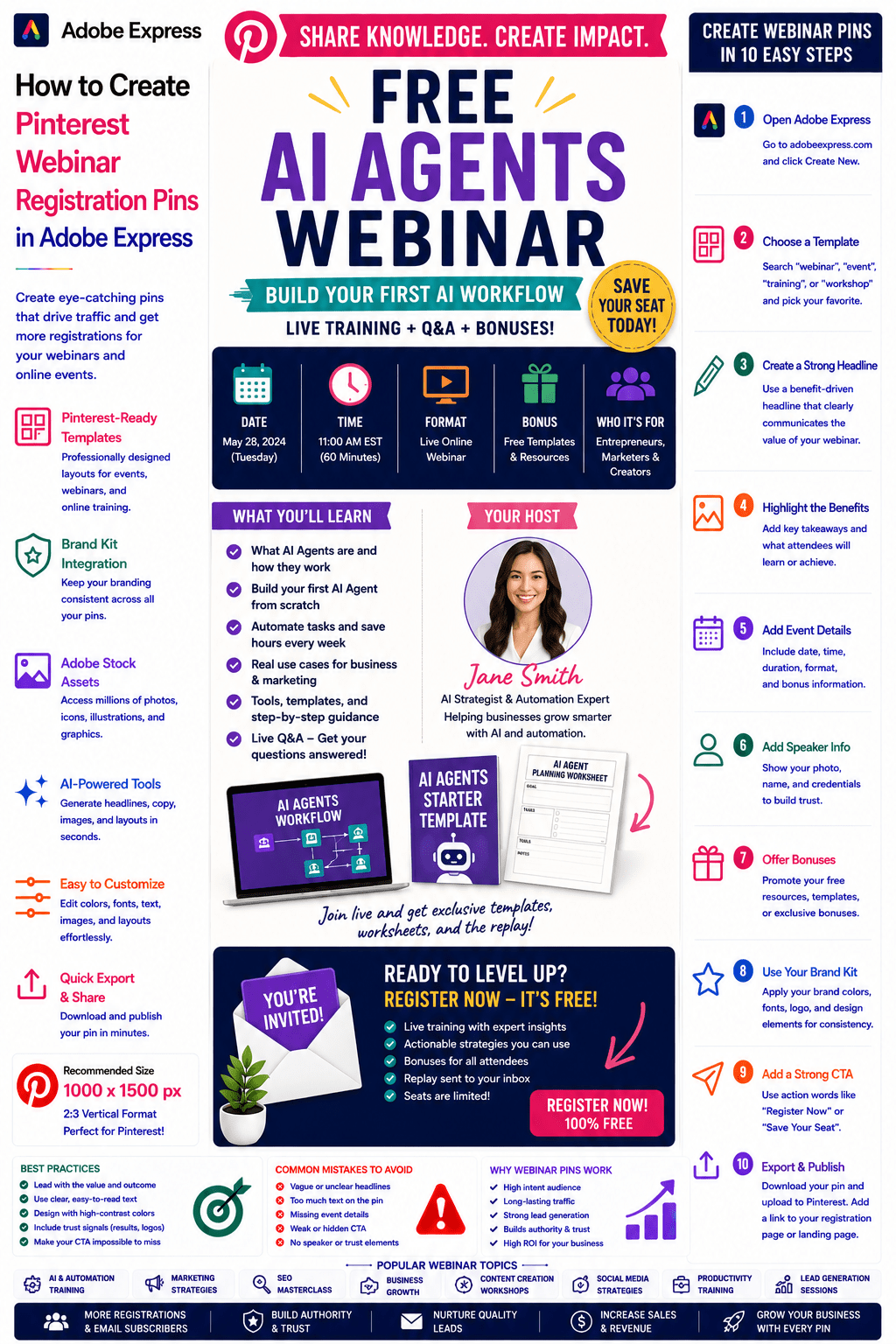 How to Create Pinterest Webinar Registration Pins in Adobe&nbsp;Express