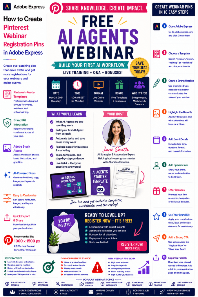 How to Create Pinterest Webinar Registration Pins in Adobe Express