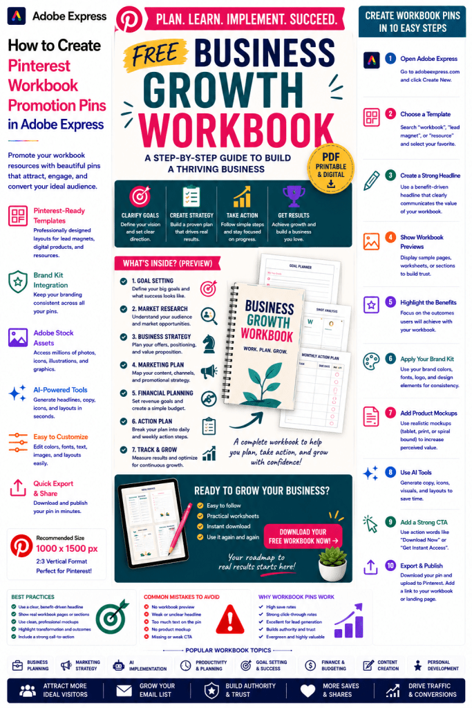 How to Create Pinterest Workbook Promotion Pins in Adobe Express