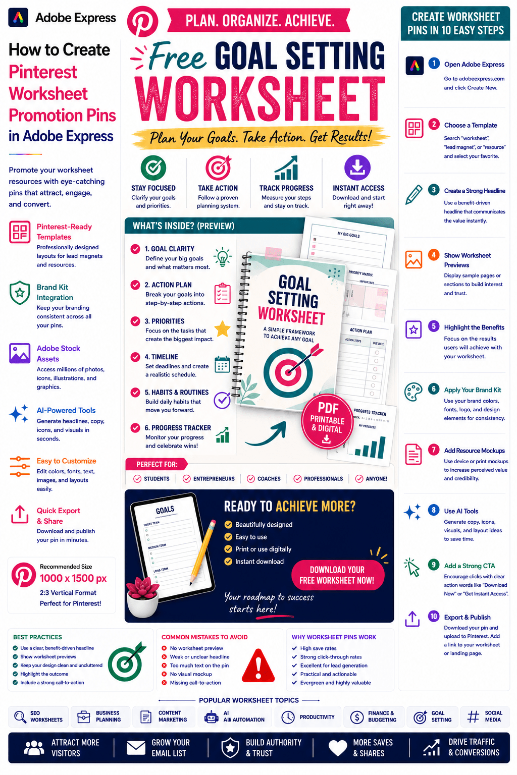 How to Create Pinterest Worksheet Promotion Pins in Adobe&nbsp;Express