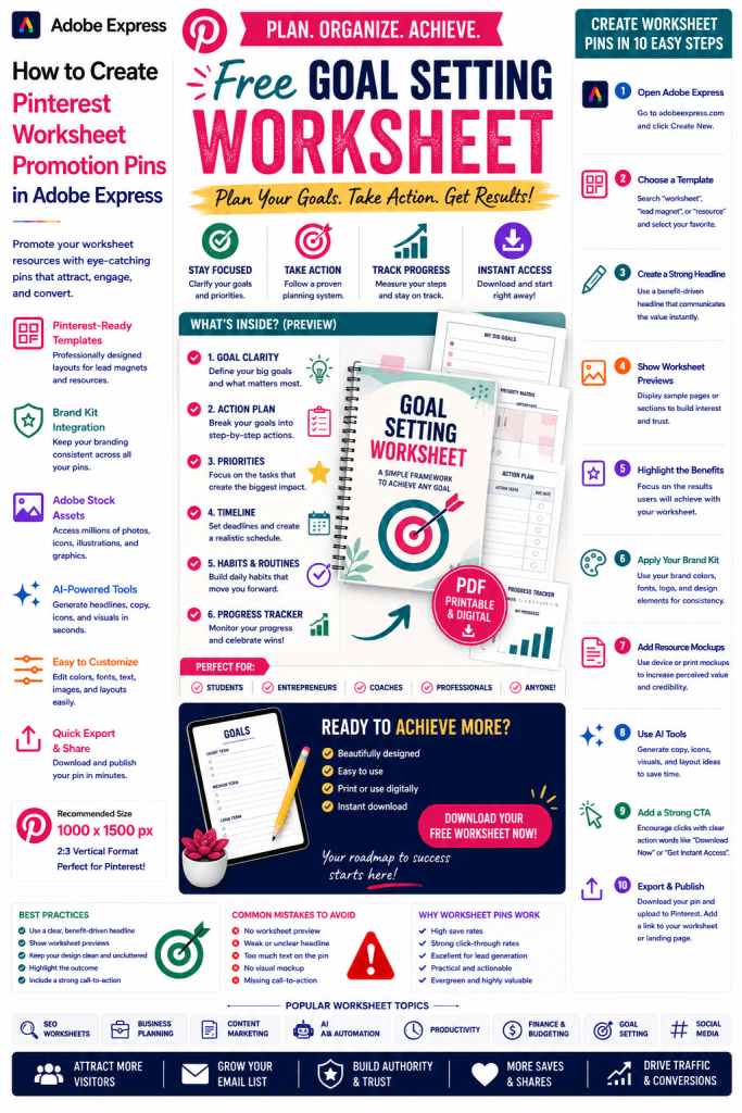 How to Create Pinterest Worksheet Promotion Pins in Adobe Express