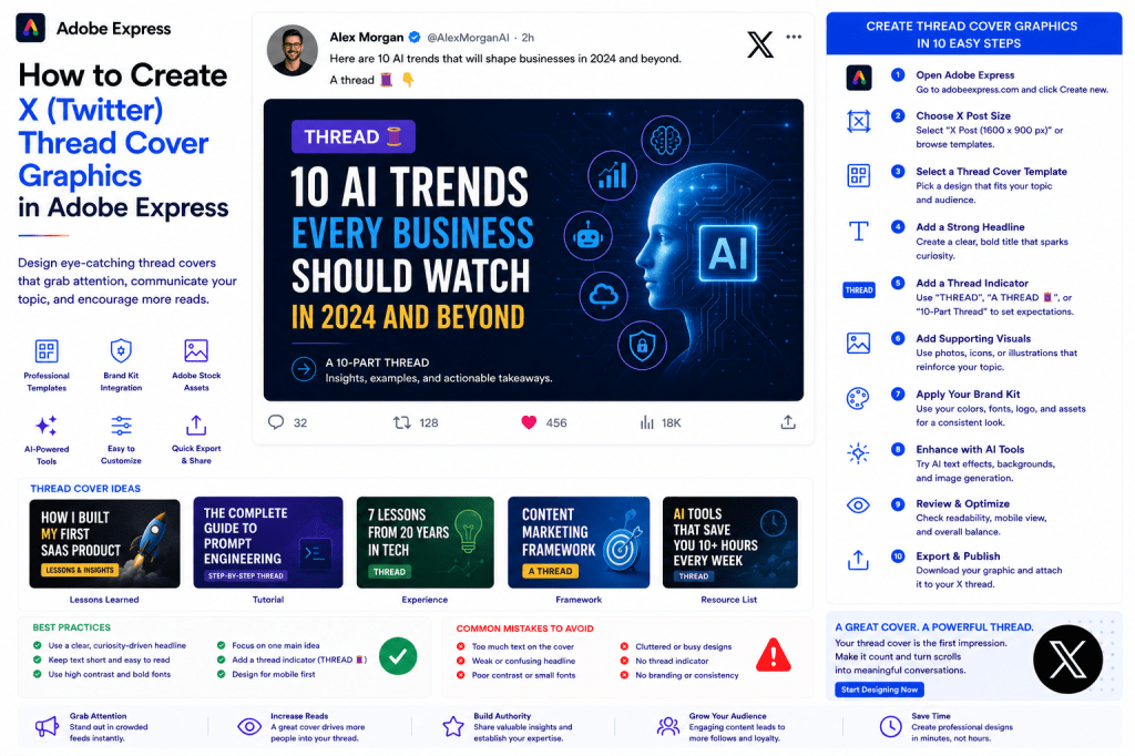 How to Create X (Twitter) Thread Cover Graphics in Adobe&nbsp;Express