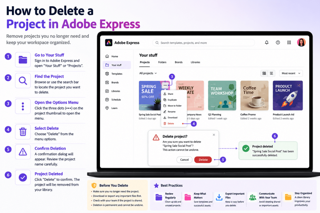 How to Delete a Project in Adobe&nbsp;Express
