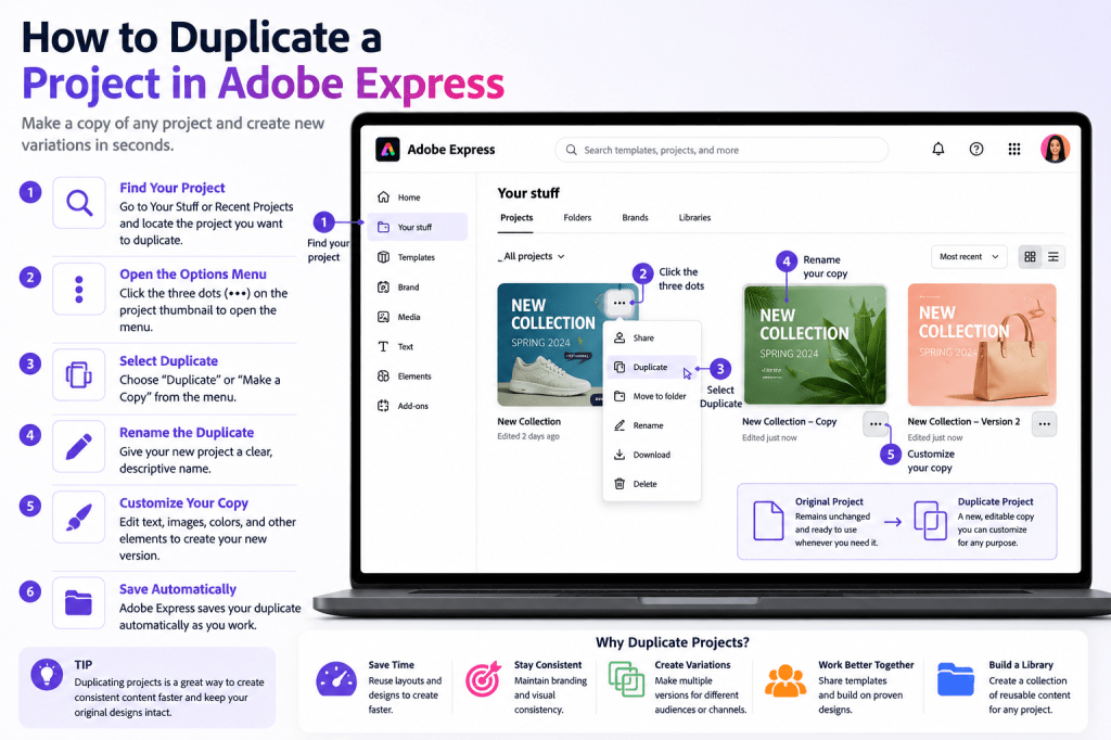 How to Duplicate a Project in Adobe&nbsp;Express