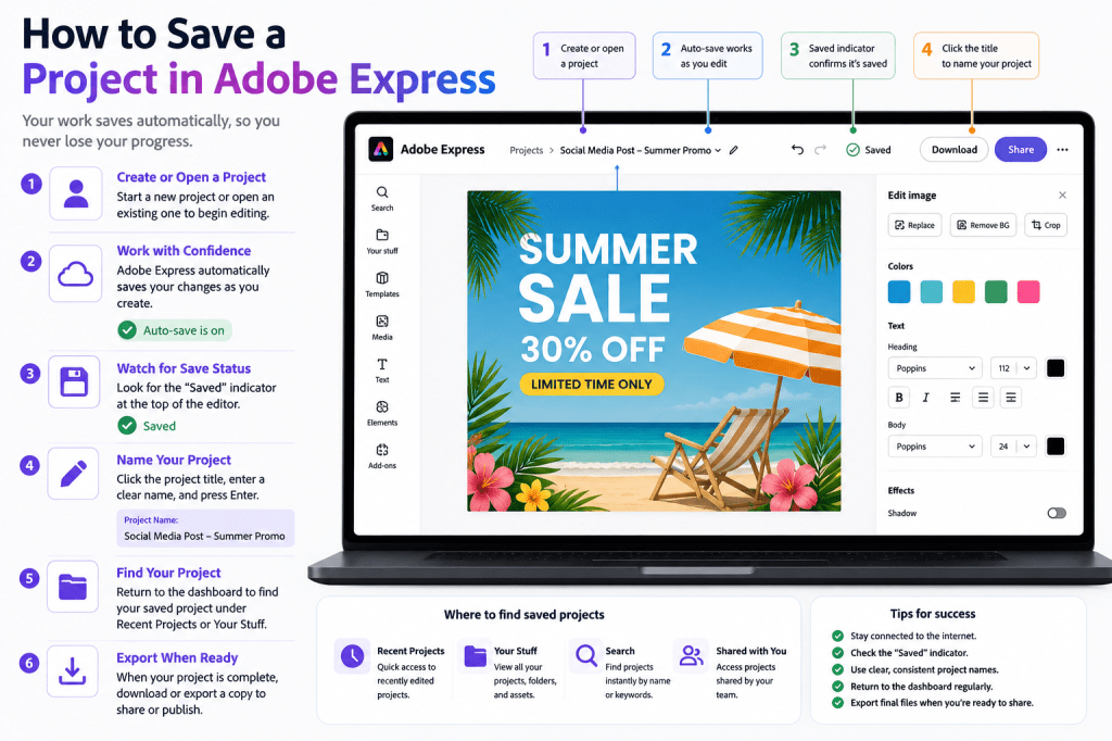 How to Save a Project in Adobe&nbsp;Express