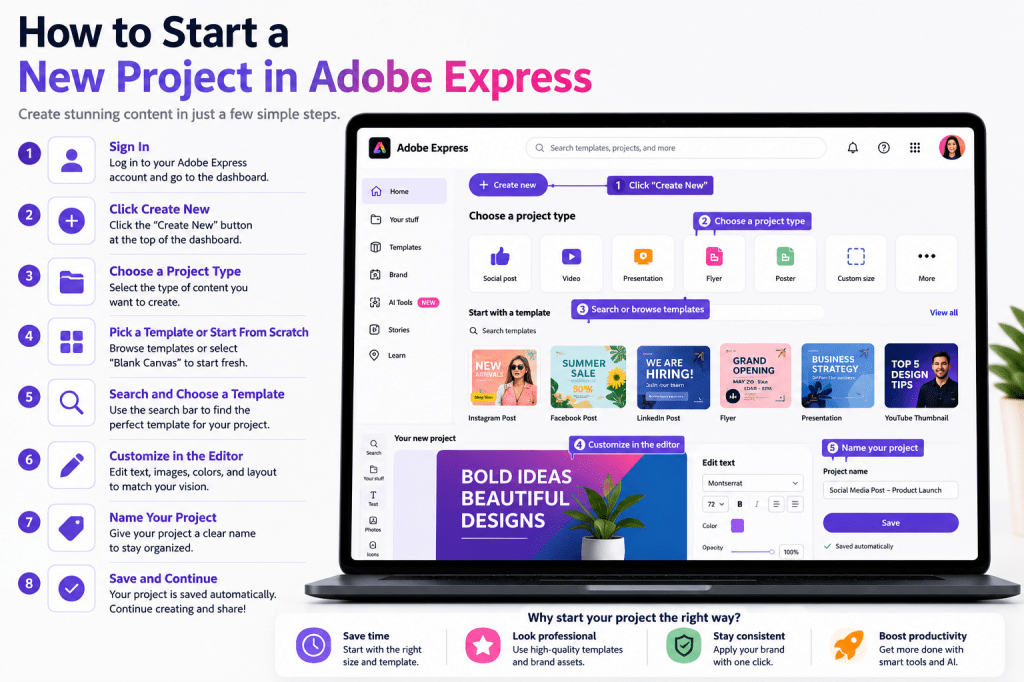 How to Start a New Project in Adobe&nbsp;Express